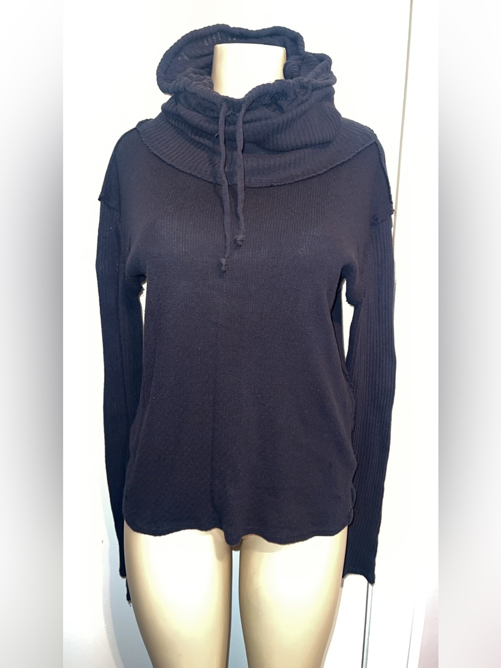 We The Free by Free People Black  Funnel Neck Slouch Turtleneck Top Small